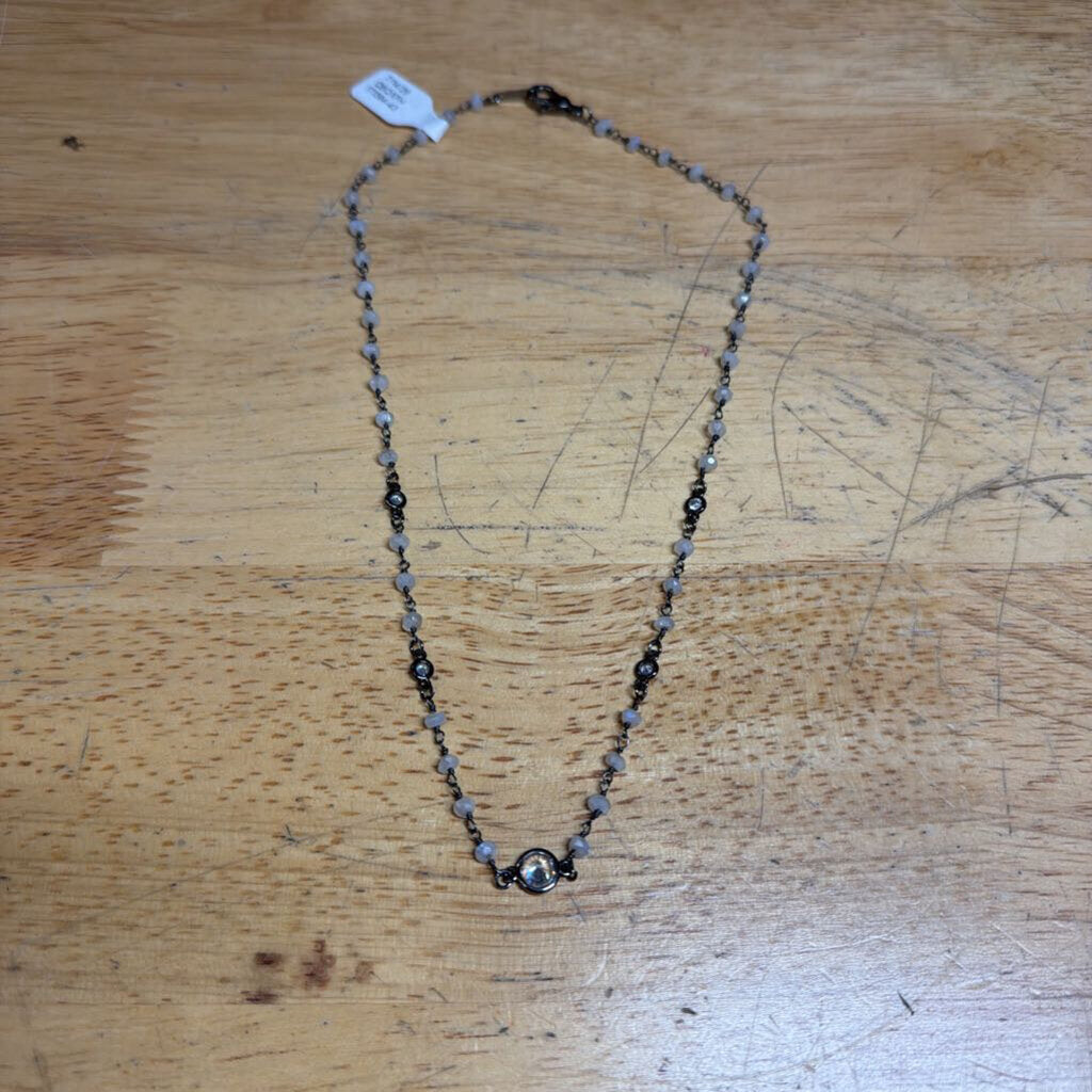 Dainty Silver/ White Beaded Necklace