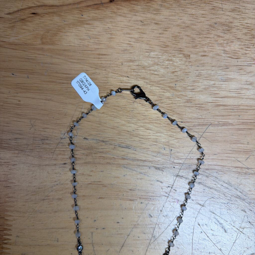 Dainty Silver/ White Beaded Necklace