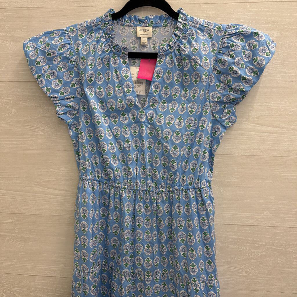 J Crew Blue Print Short Sleeve Maxi Willa Dress 4