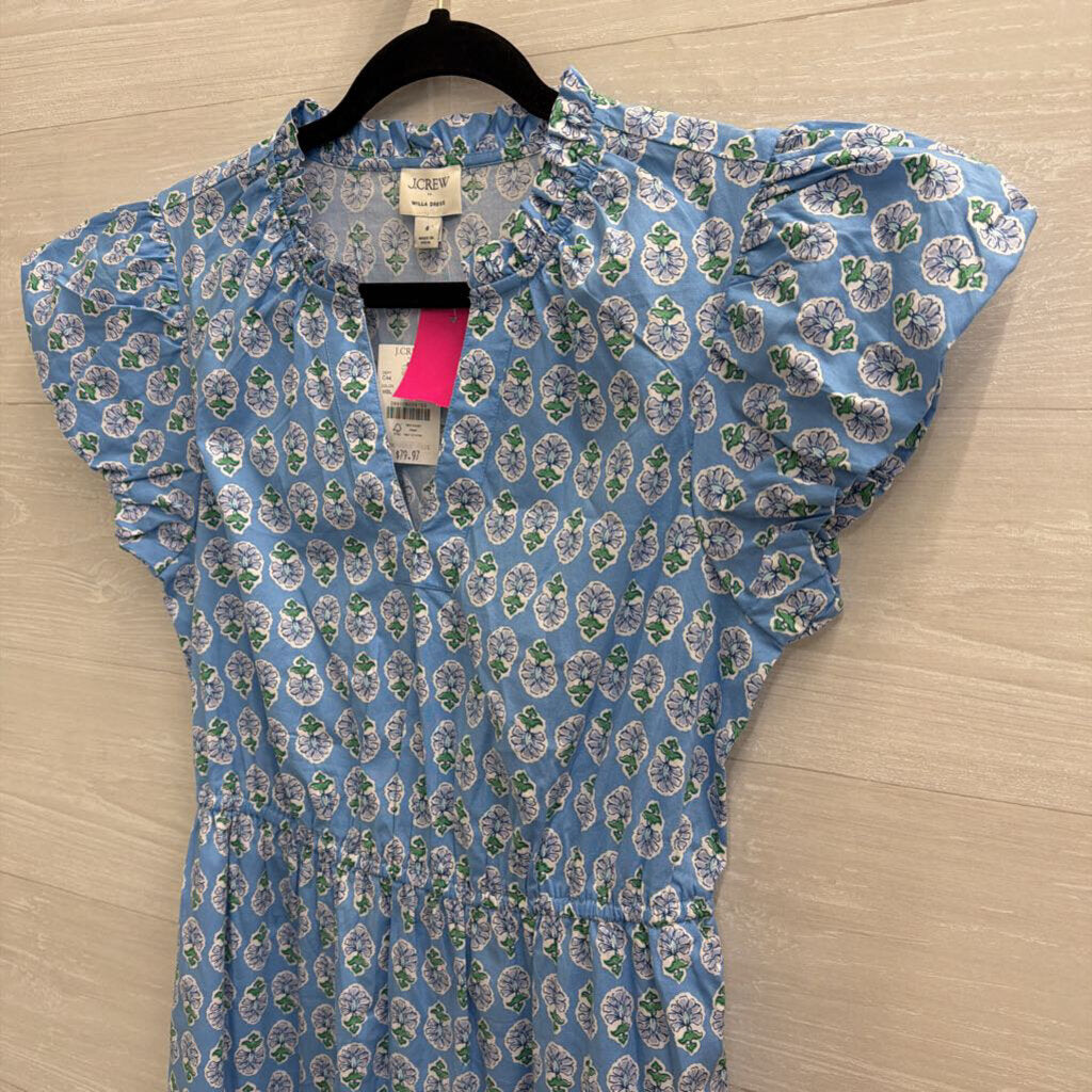 J Crew Blue Print Short Sleeve Maxi Willa Dress 4
