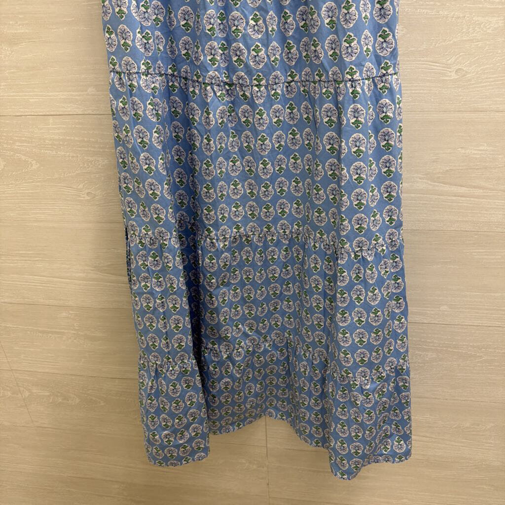 J Crew Blue Print Short Sleeve Maxi Willa Dress 4