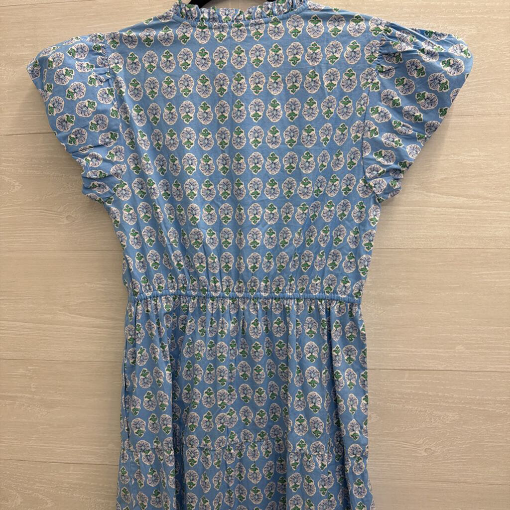 J Crew Blue Print Short Sleeve Maxi Willa Dress 4