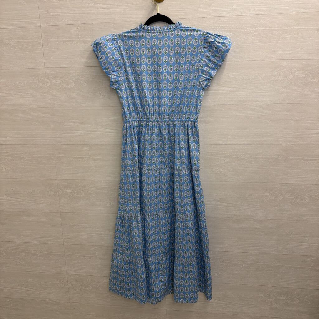 J Crew Blue Print Short Sleeve Maxi Willa Dress 4
