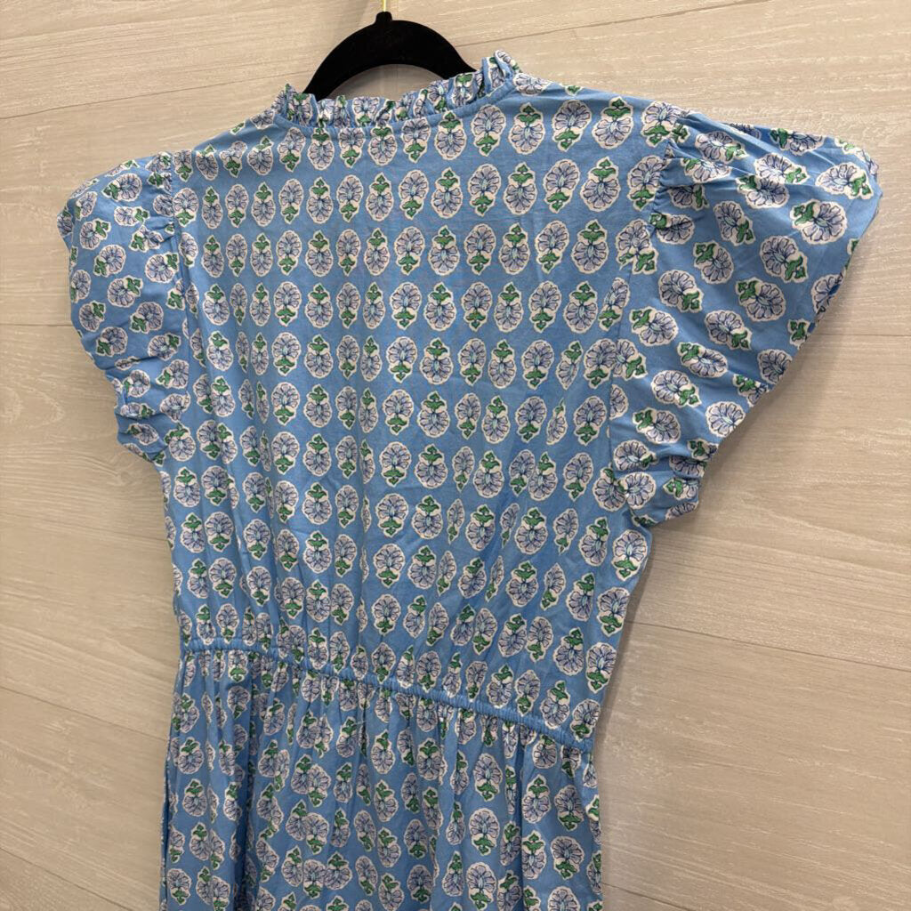 J Crew Blue Print Short Sleeve Maxi Willa Dress 4