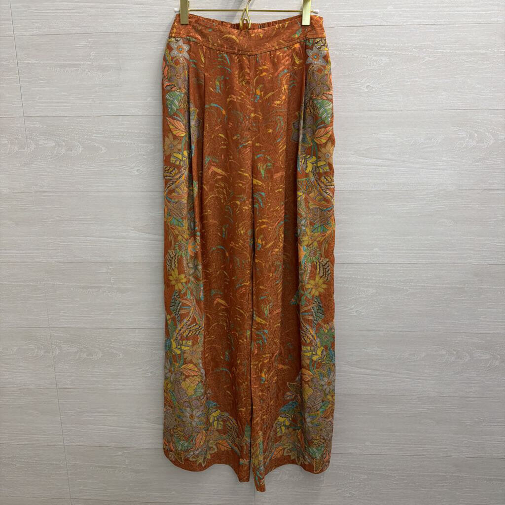 Current Air Brown/ Multi Print Wide Leg Pants Medium