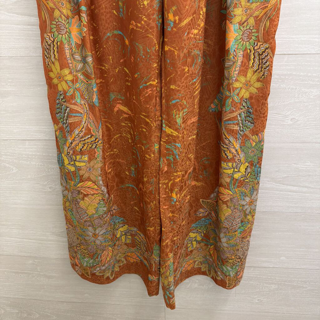 Current Air Brown/ Multi Print Wide Leg Pants Medium