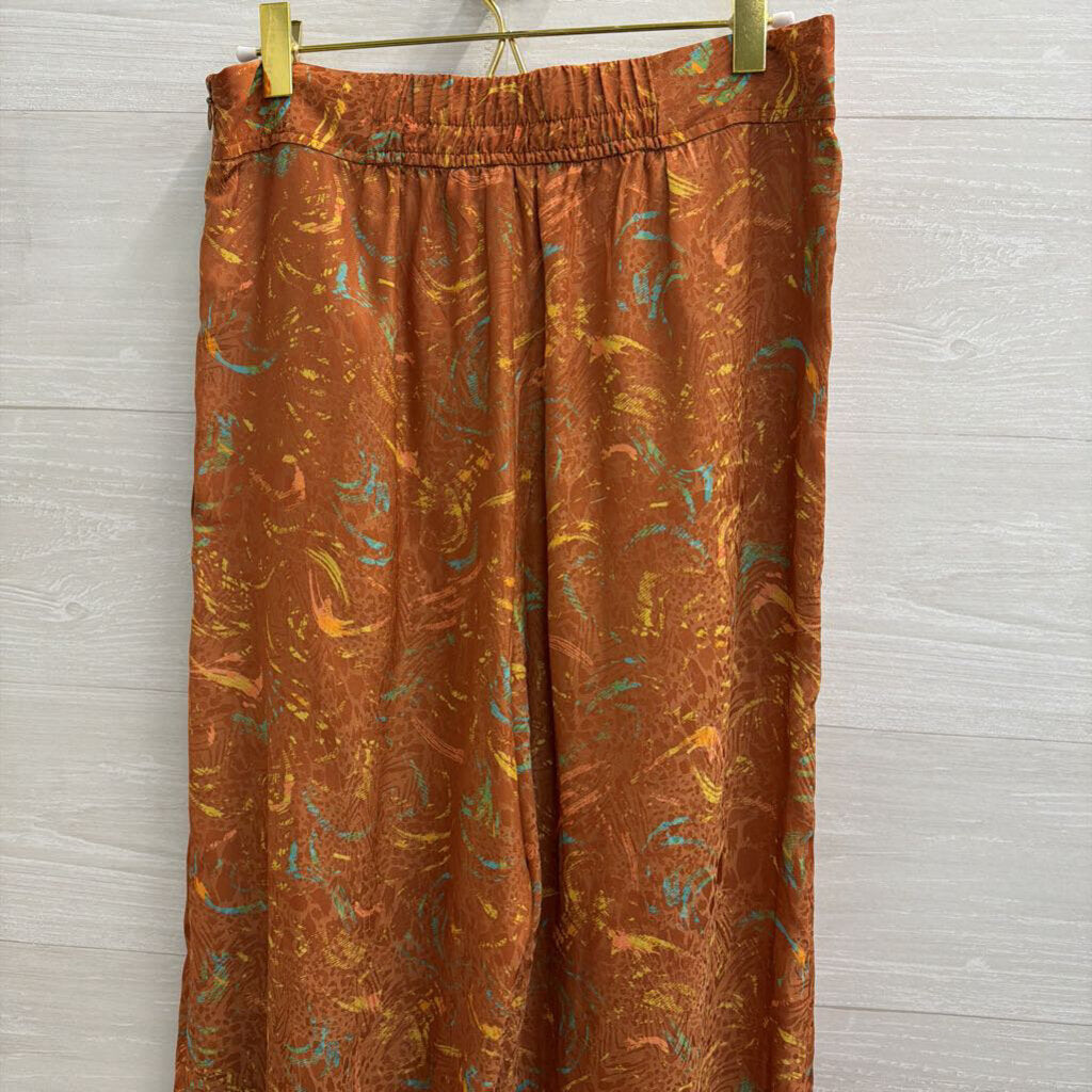 Current Air Brown/ Multi Print Wide Leg Pants Medium