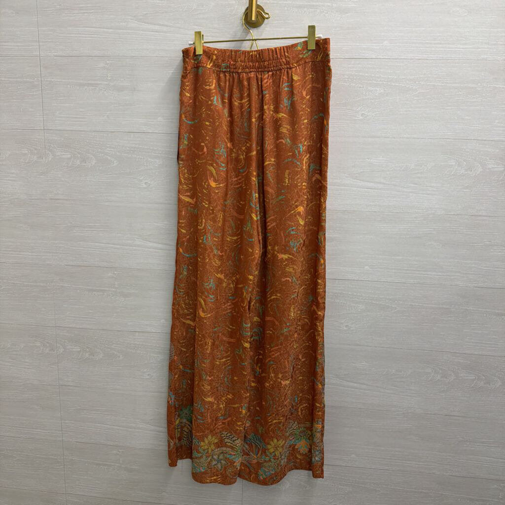 Current Air Brown/ Multi Print Wide Leg Pants Medium