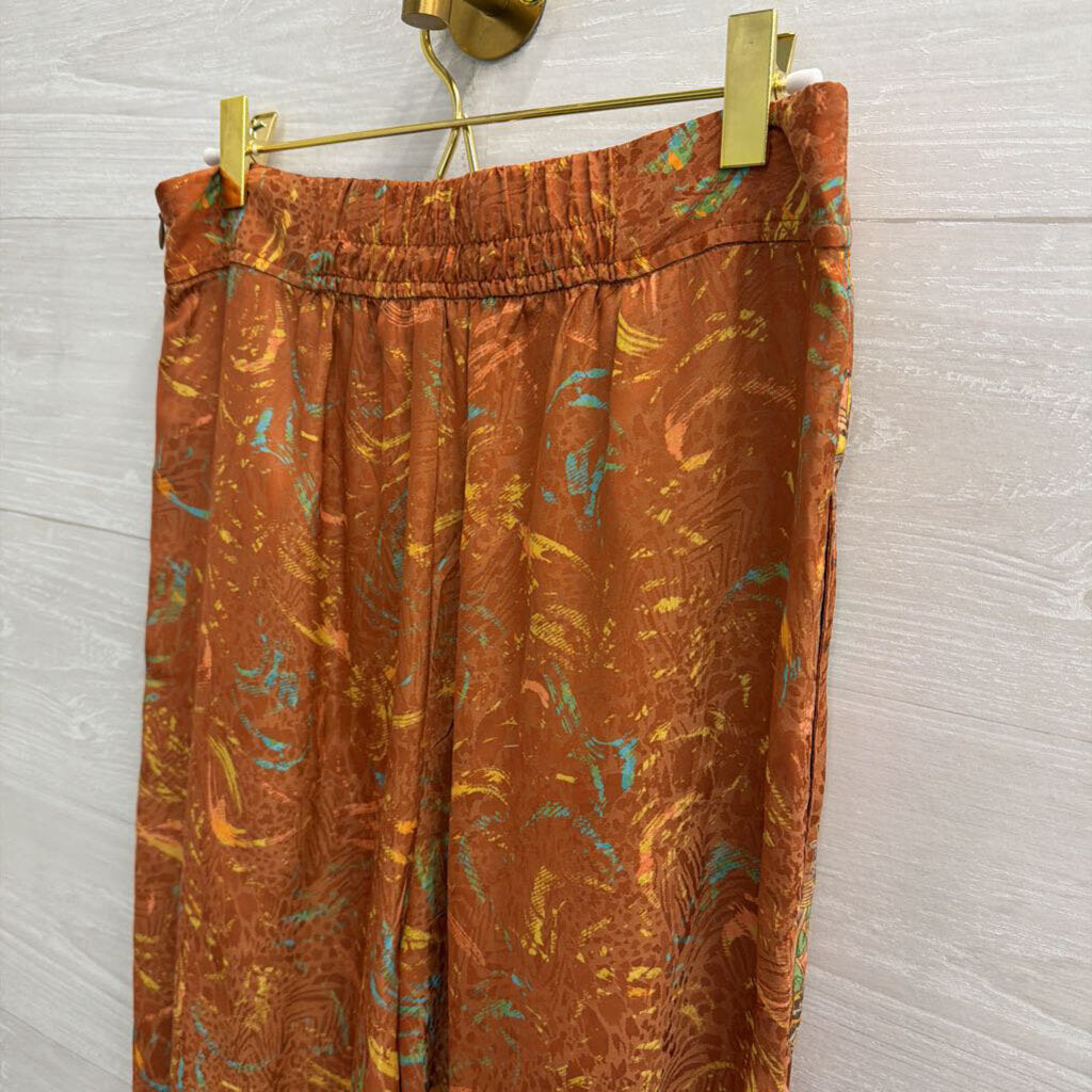 Current Air Brown/ Multi Print Wide Leg Pants Medium