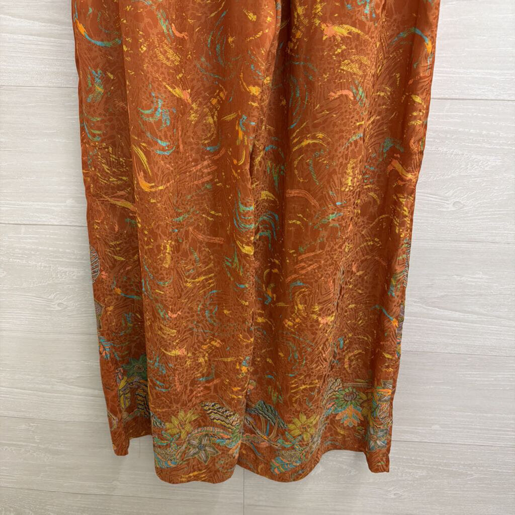 Current Air Brown/ Multi Print Wide Leg Pants Medium