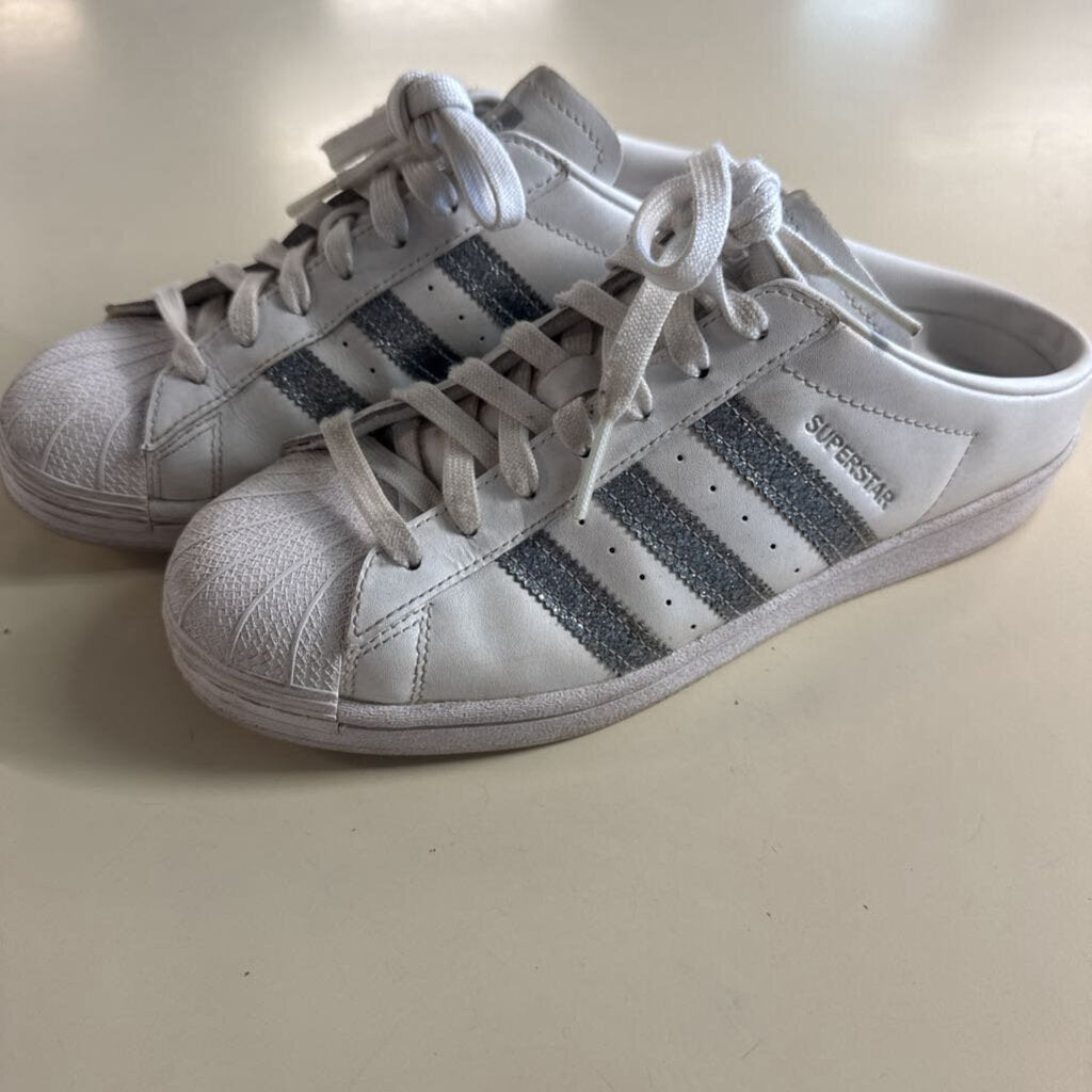 Adidas White/ Silver Superstar Mule Sneakers 8