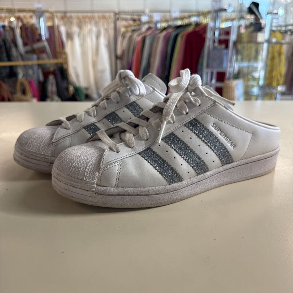 Adidas White/ Silver Superstar Mule Sneakers 8