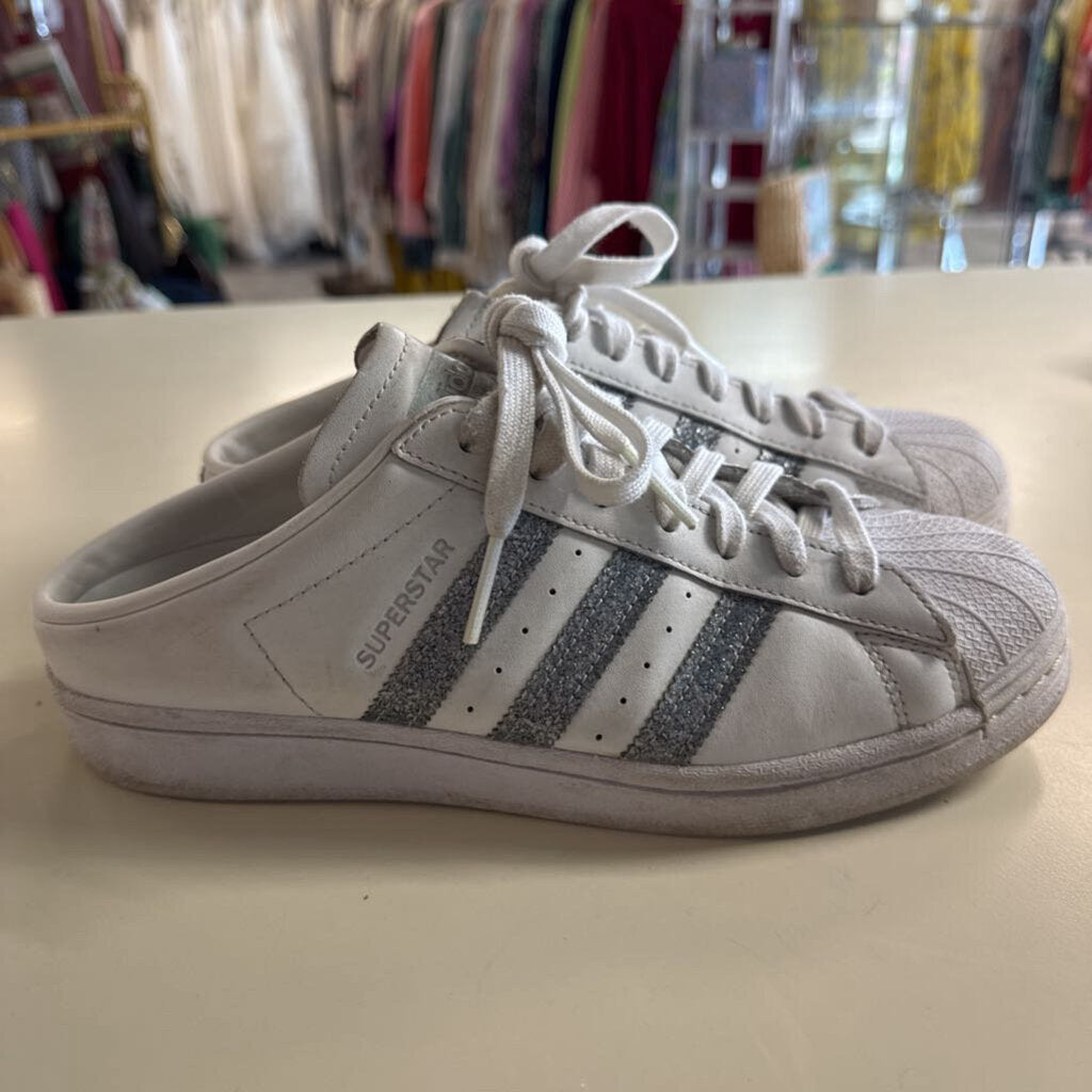 Adidas White/ Silver Superstar Mule Sneakers 8
