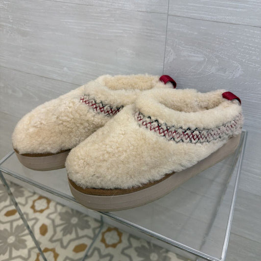 Ugg Cream Tazz Heritage Braid Platform Slippers 9