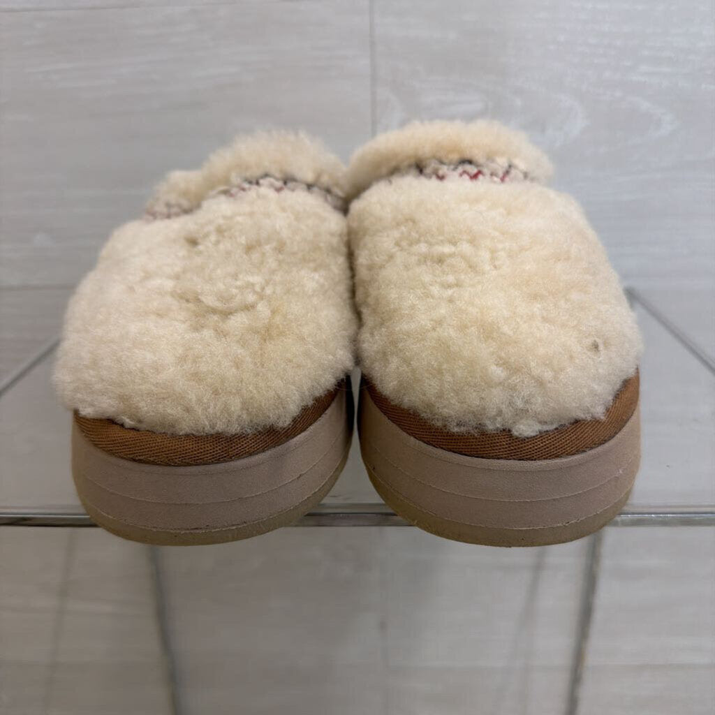 Ugg Cream Tazz Heritage Braid Platform Slippers 9