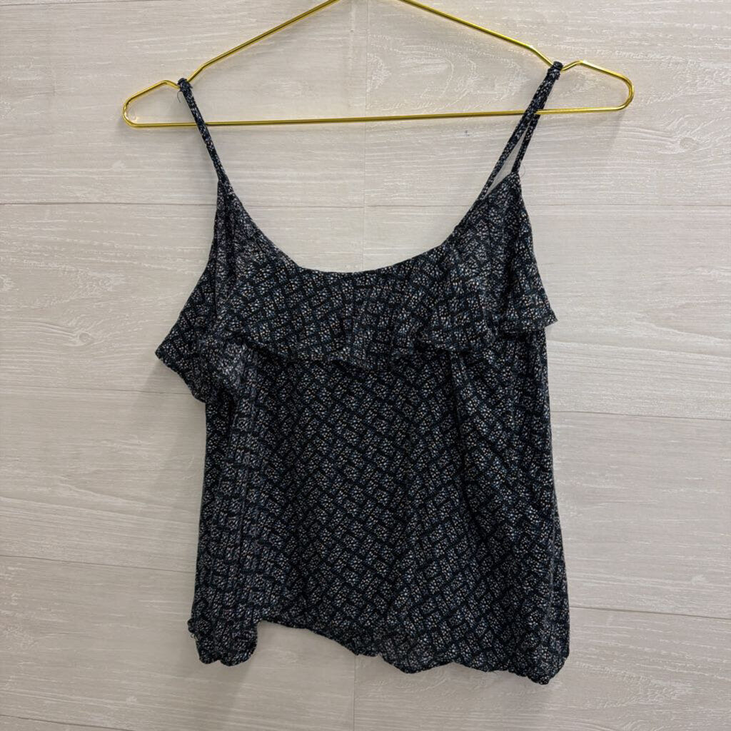 American Eagle Navy Print Cropped Tank Top Small