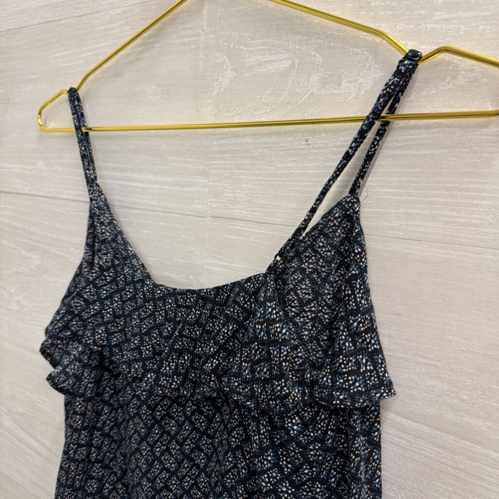 American Eagle Navy Print Cropped Tank Top Small