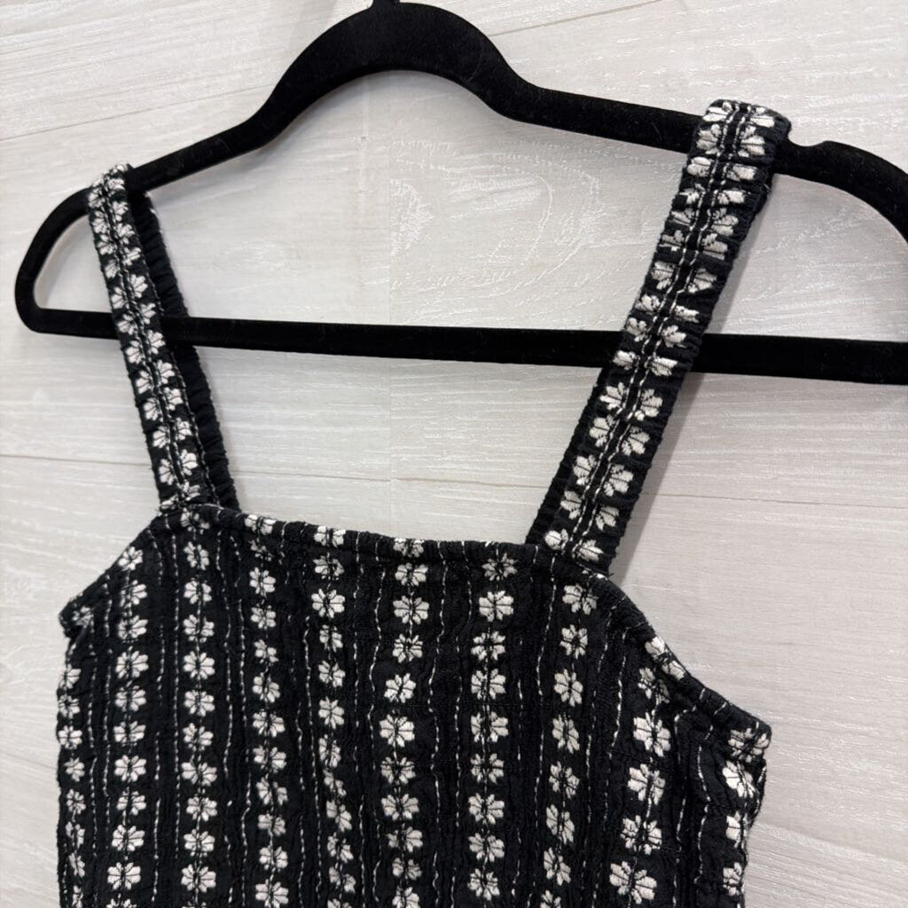 American Eagle Black/ White Print Cropped Tank Top Medium