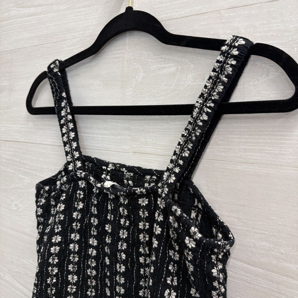 American Eagle Black/ White Print Cropped Tank Top Medium