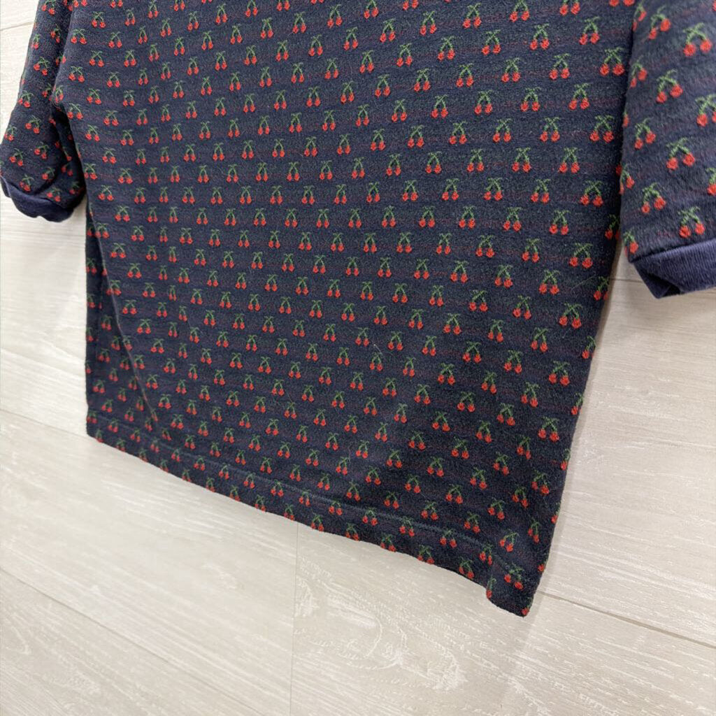 Madewell Navy/ Red Cherry Print Cropped Short Sleeve Top Extra Small