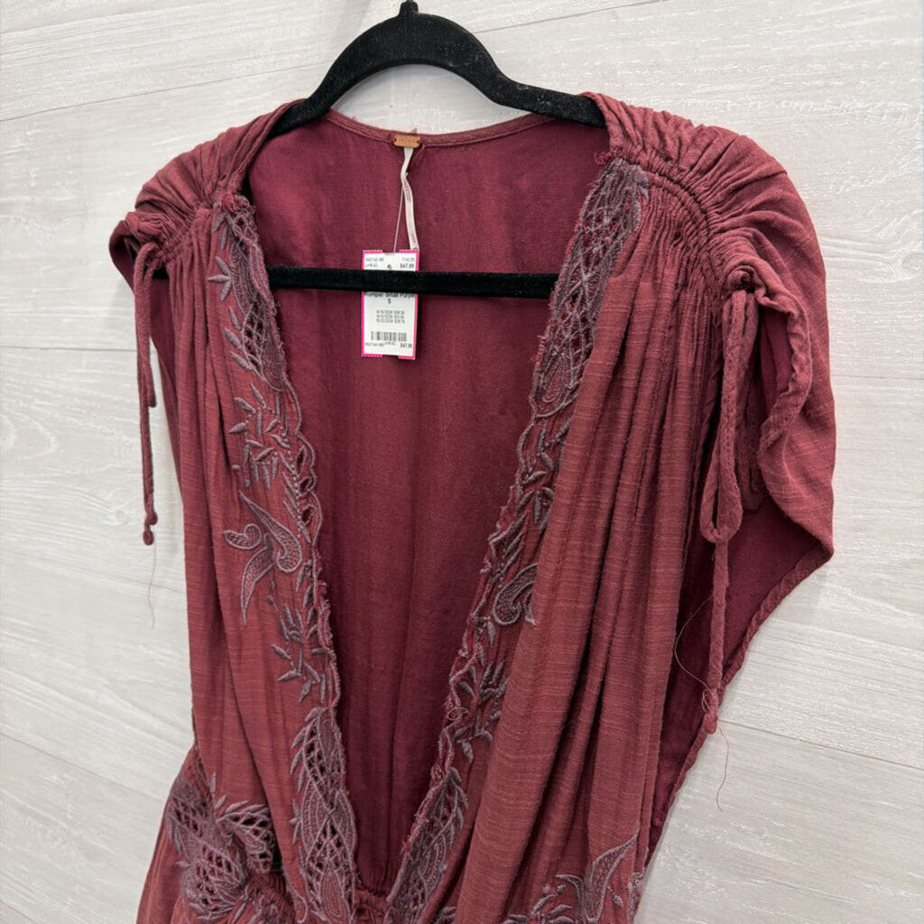 Free People Purple V Neck Weila Romper Small