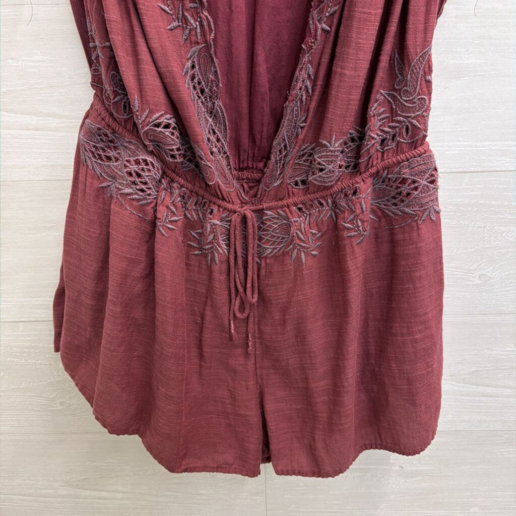 Free People Purple V Neck Weila Romper Small