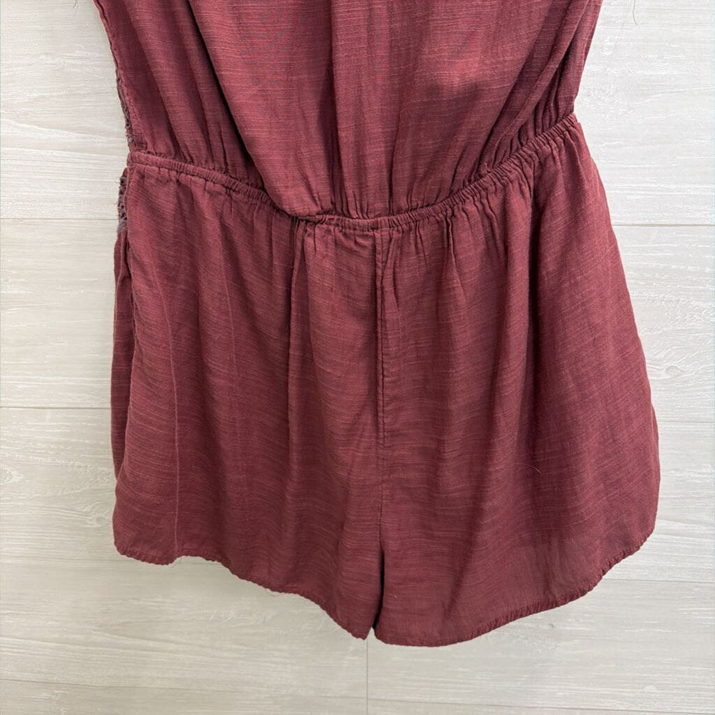 Free People Purple V Neck Weila Romper Small
