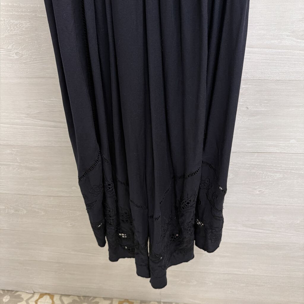 Free People Black Lace Top Wide Leg Jumpsuit Extra Small