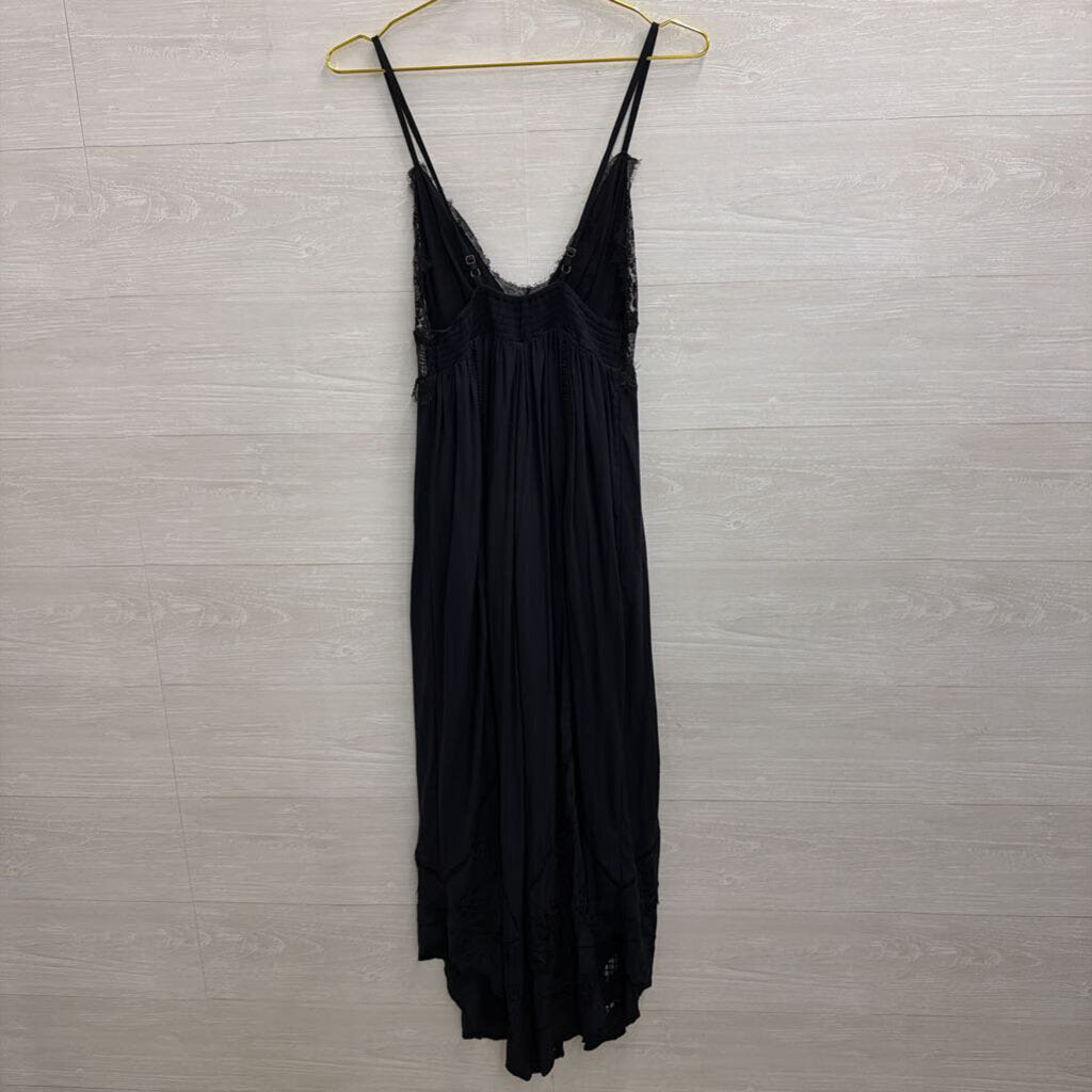 Free People Black Lace Top Wide Leg Jumpsuit Extra Small
