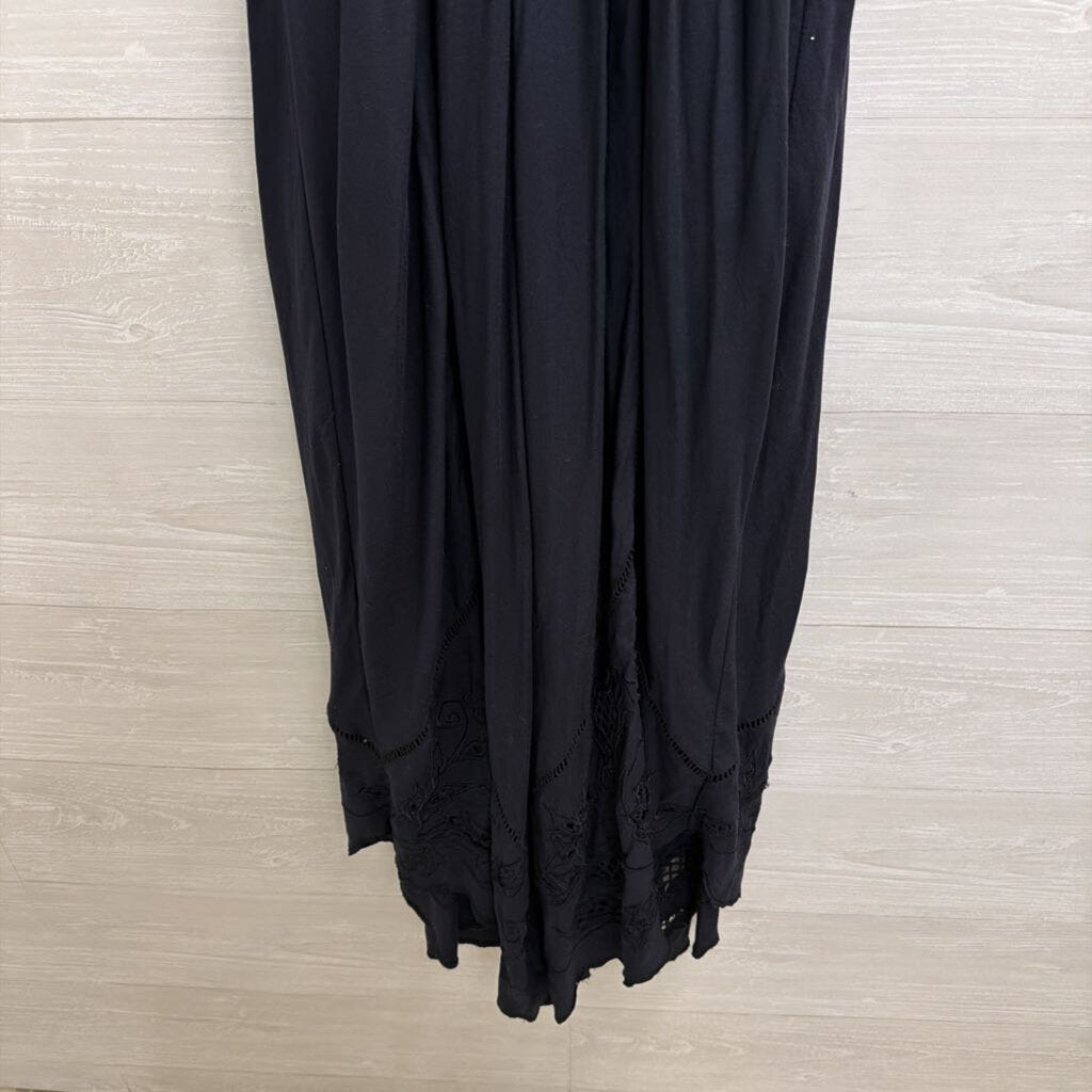 Free People Black Lace Top Wide Leg Jumpsuit Extra Small