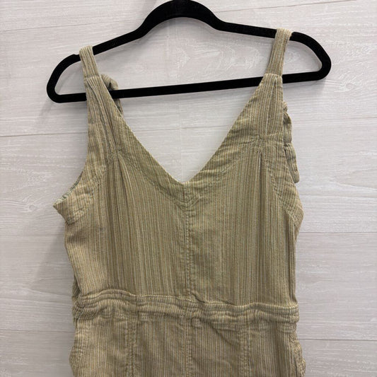 Free People Green Ribbed Sorento Linen Shortall Romper Extra Small