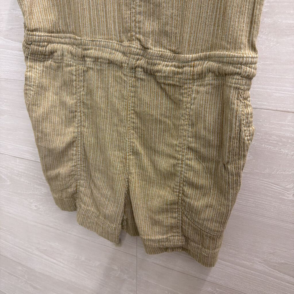 Free People Green Ribbed Sorento Linen Shortall Romper Extra Small