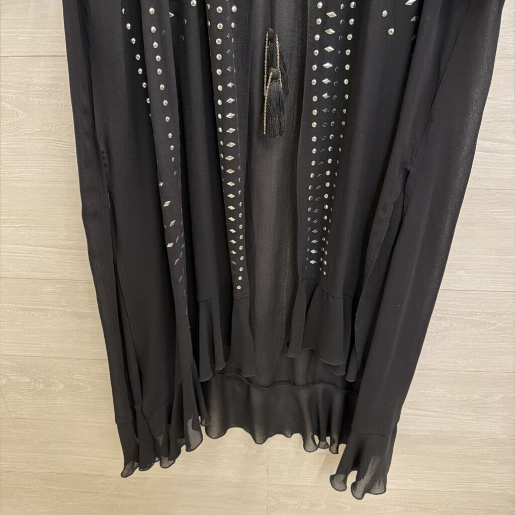 Free People Black/ Silver 'So Billie Studded Duster' One Size