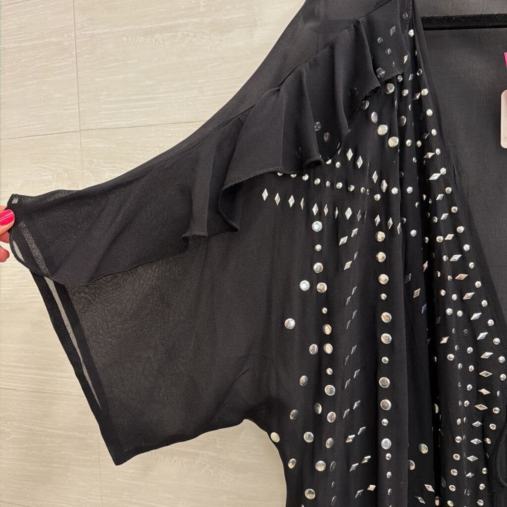 Free People Black/ Silver 'So Billie Studded Duster' One Size