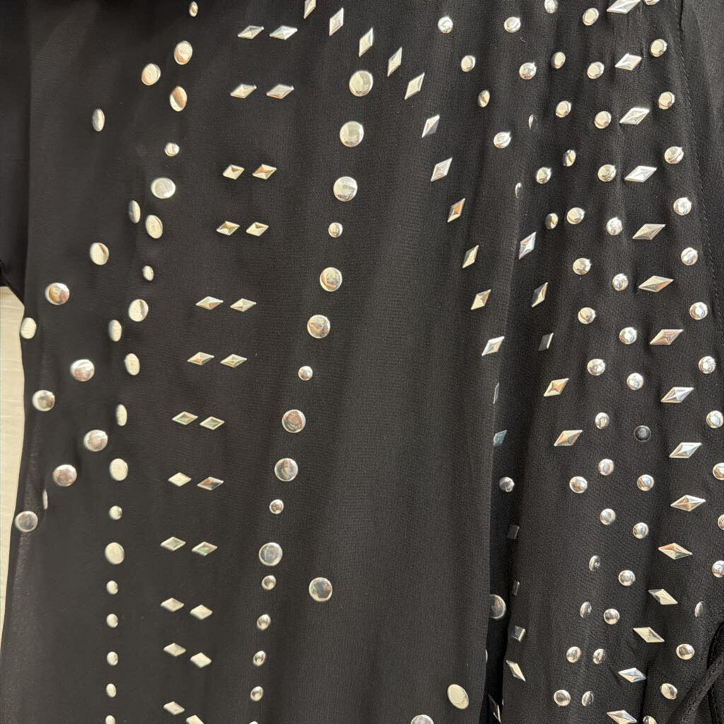 Free People Black/ Silver 'So Billie Studded Duster' One Size