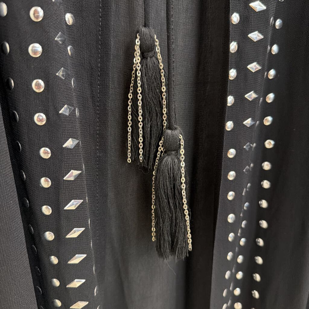 Free People Black/ Silver 'So Billie Studded Duster' One Size