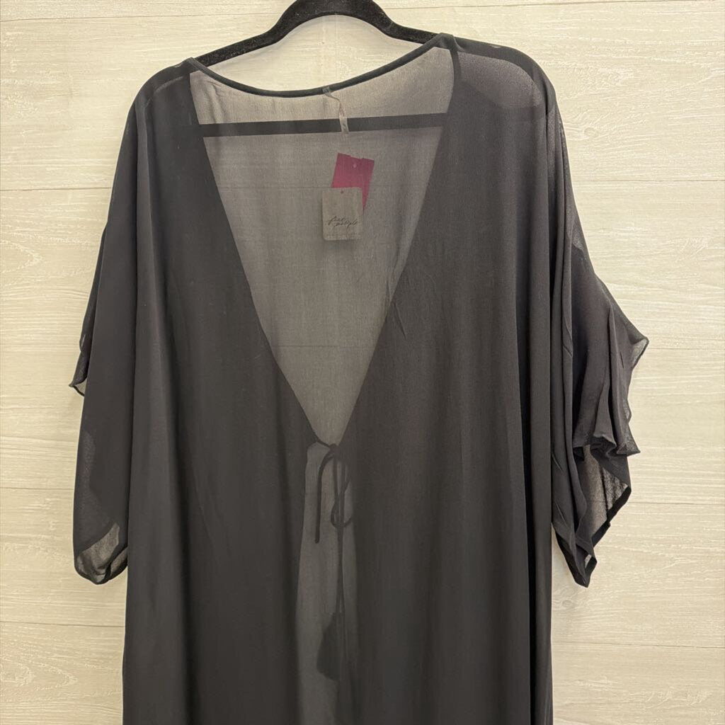 Free People Black/ Silver 'So Billie Studded Duster' One Size
