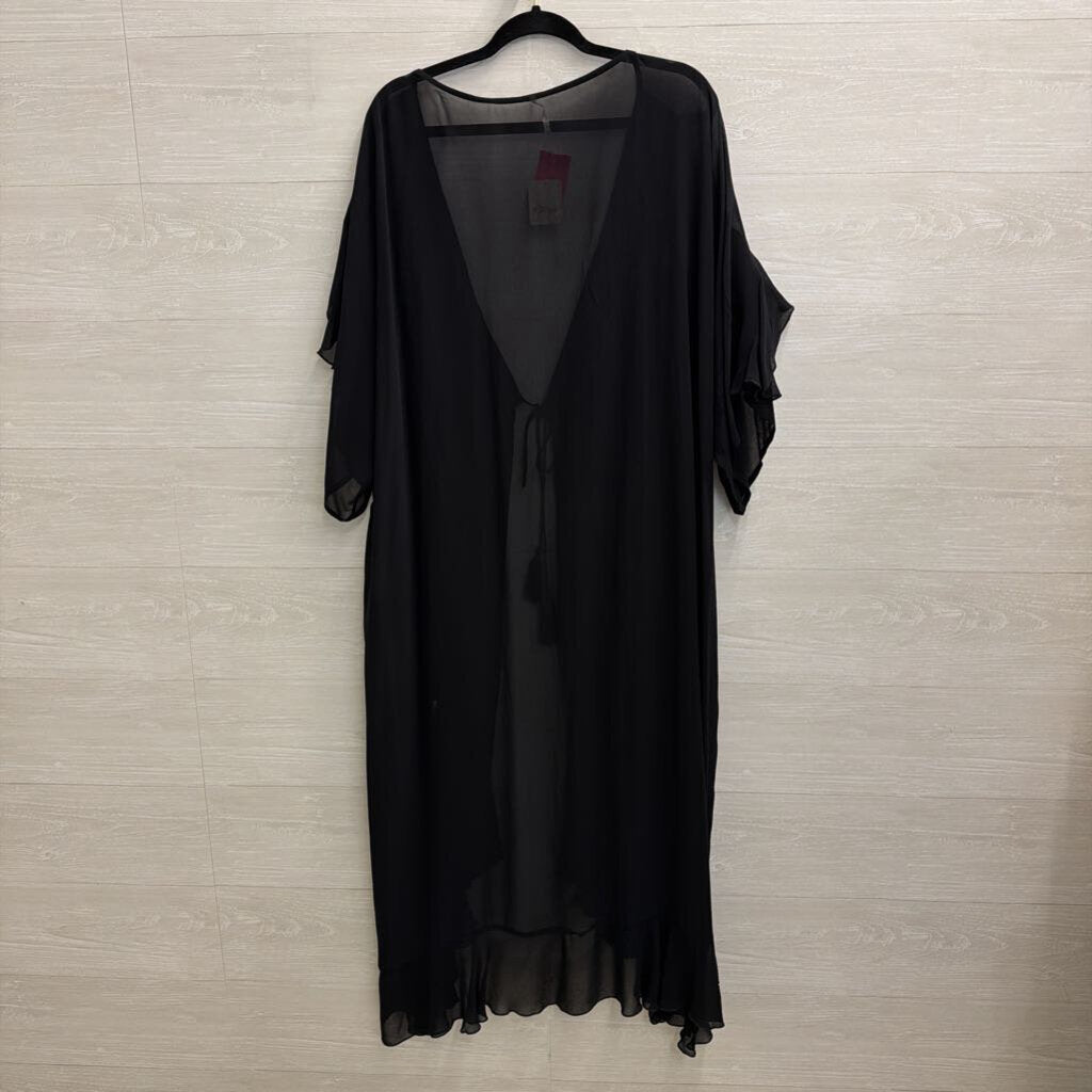 Free People Black/ Silver 'So Billie Studded Duster' One Size