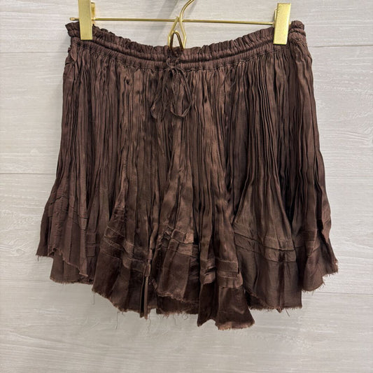FP One Brown Silky Third Charm Shine Mini Skirt Small