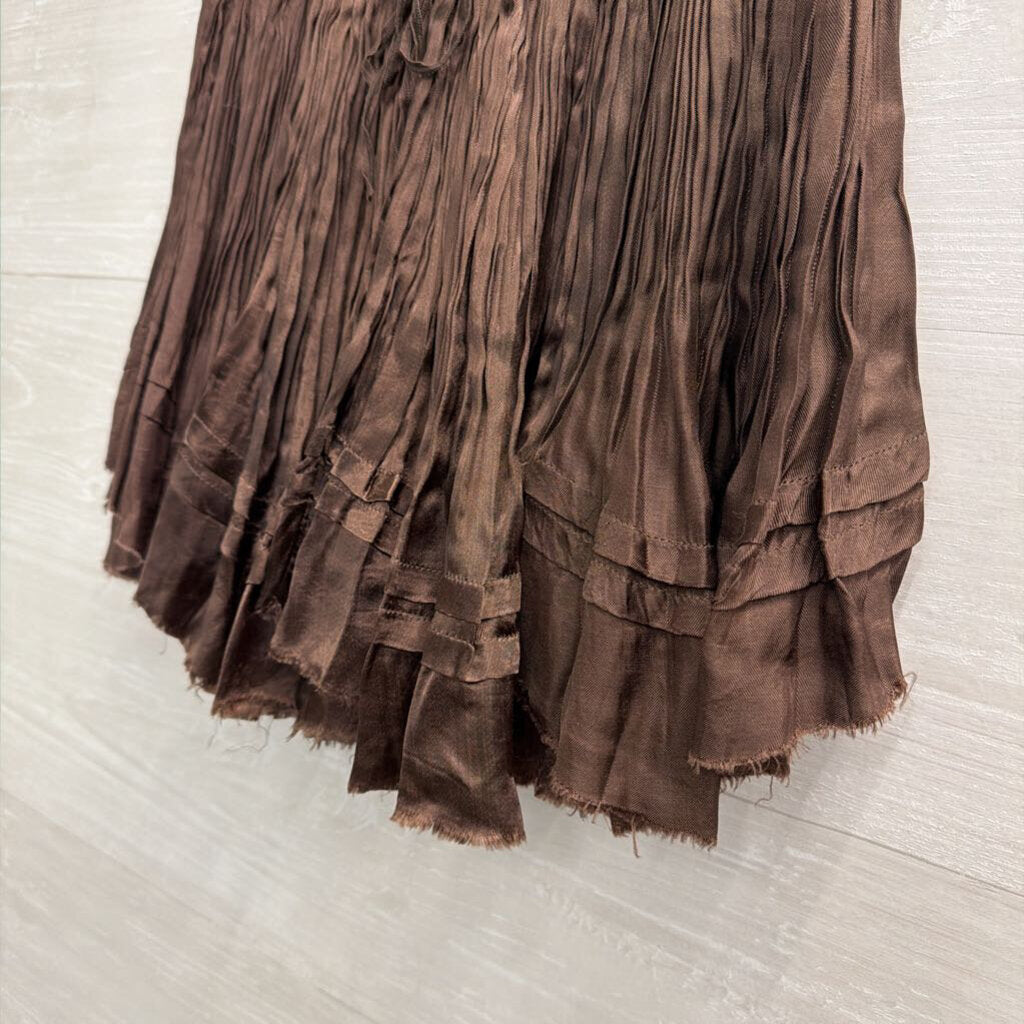 FP One Brown Silky Third Charm Shine Mini Skirt Small