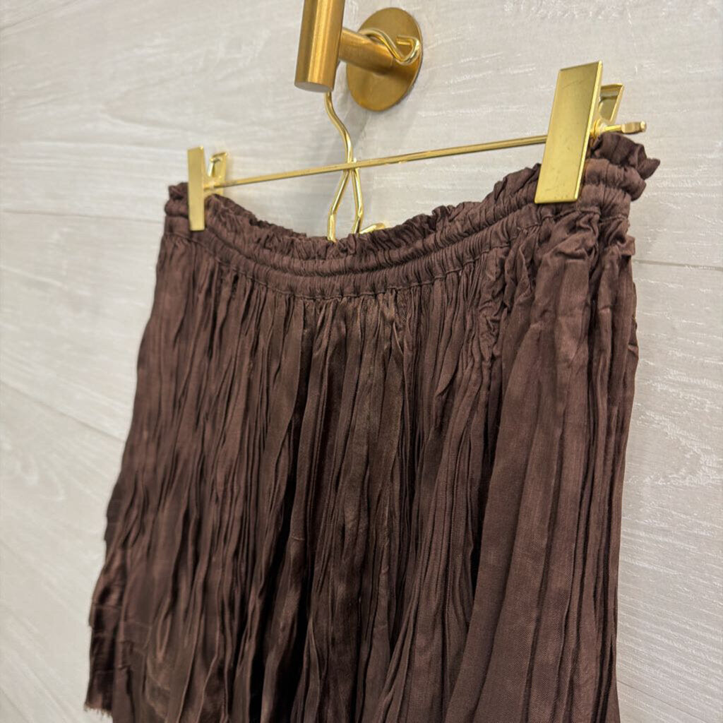 FP One Brown Silky Third Charm Shine Mini Skirt Small