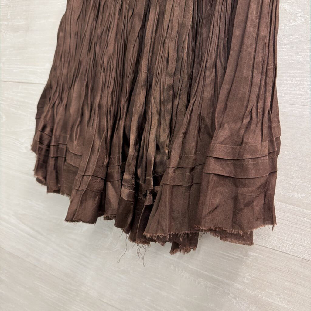 FP One Brown Silky Third Charm Shine Mini Skirt Small