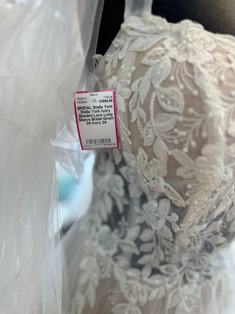 Stella York Ivory Beaded Lace Long Sleeve Bridal Gown 24