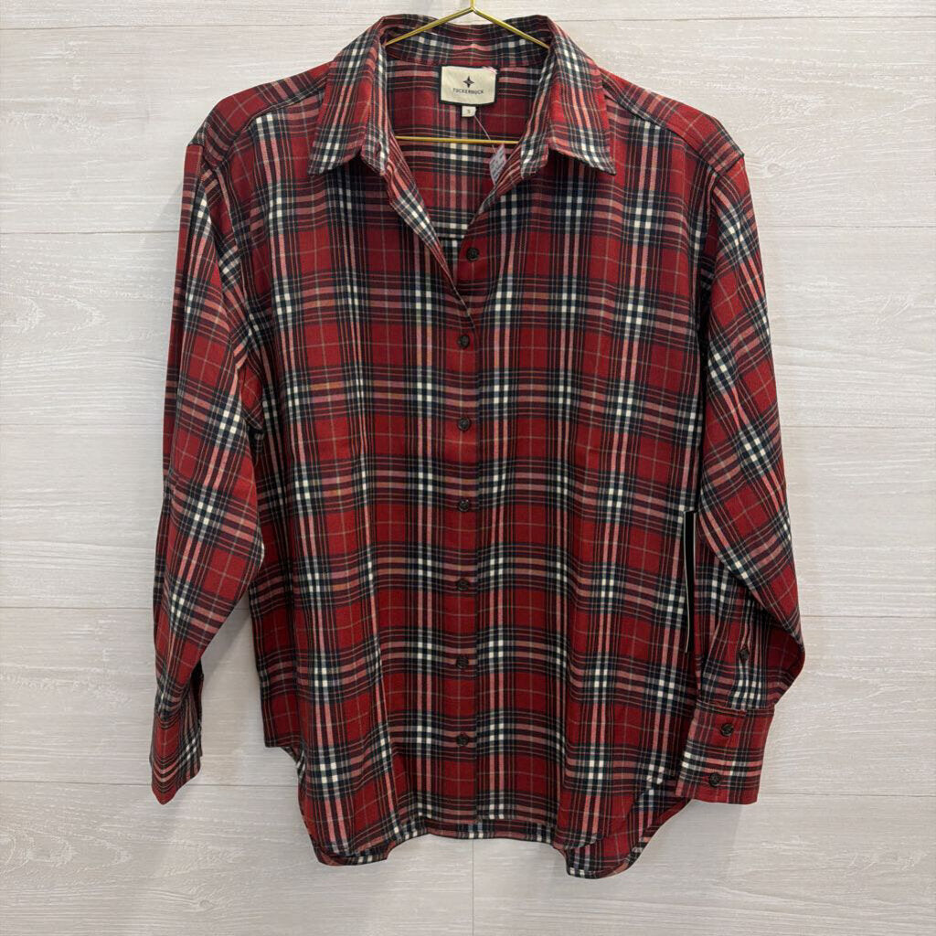 Tuckernuck Red Plaid Long Sleeve Button Down Top Small
