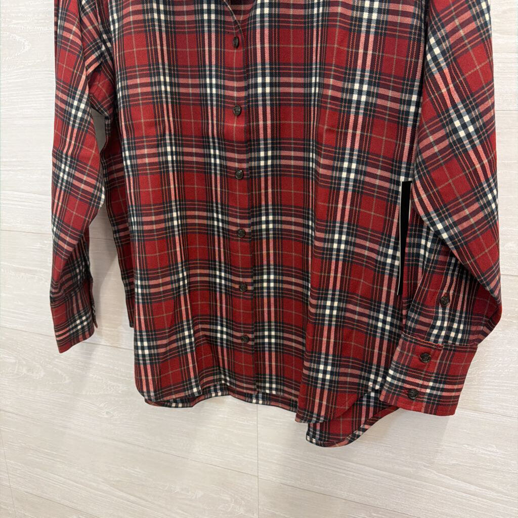 Tuckernuck Red Plaid Long Sleeve Button Down Top Small