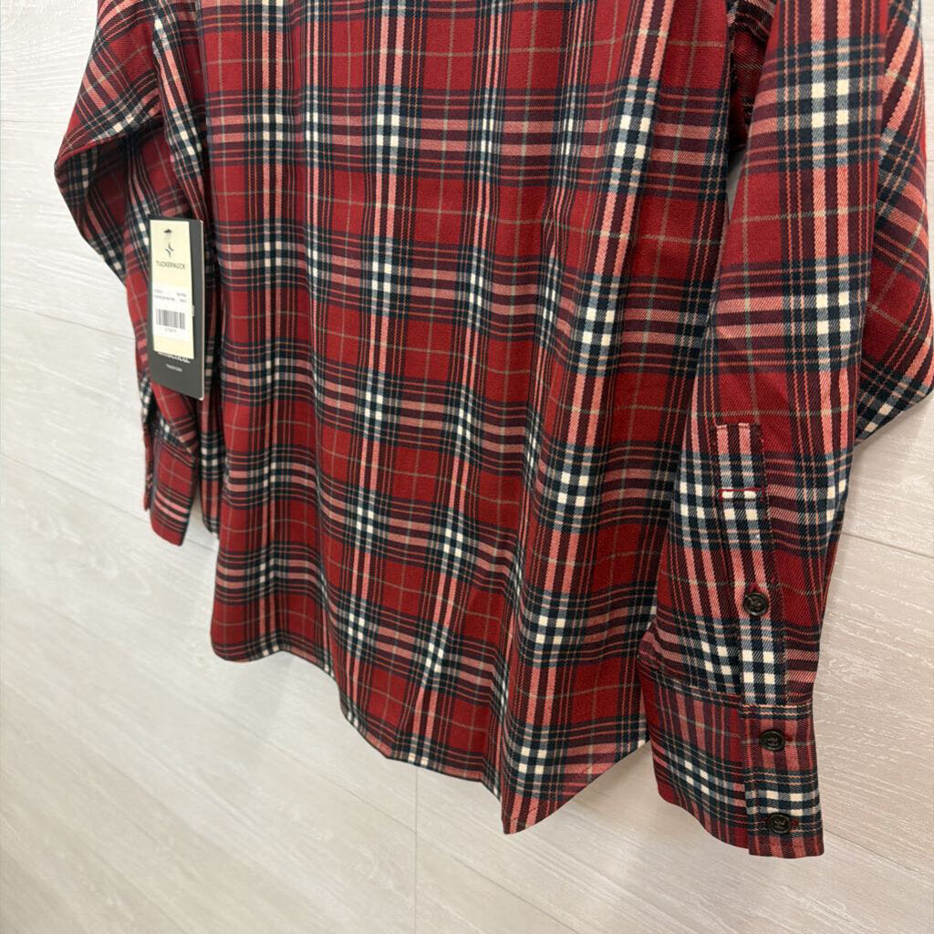 Tuckernuck Red Plaid Long Sleeve Button Down Top Small