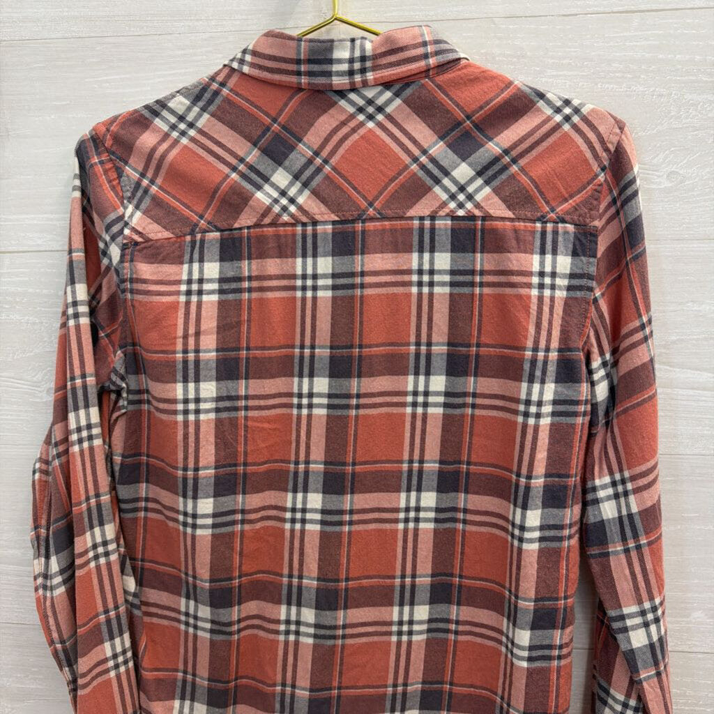 Paige Pink Plaid Long Sleeve Button Down Top Small