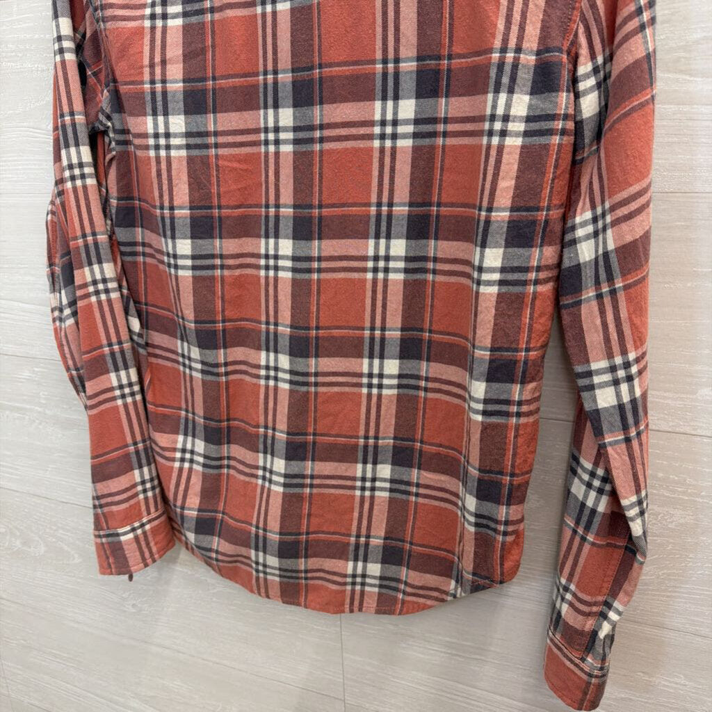 Paige Pink Plaid Long Sleeve Button Down Top Small