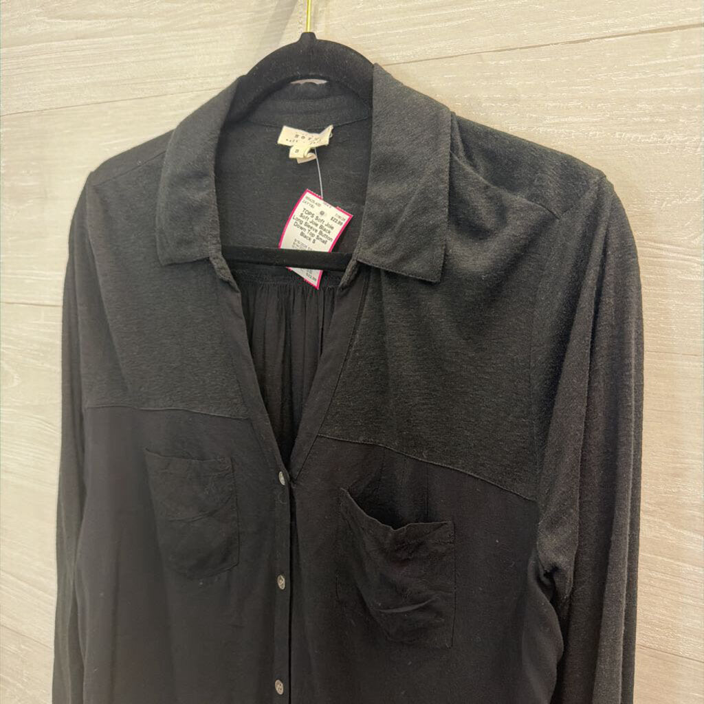 Soft Joie Black Long Sleeve Button Down Top Small