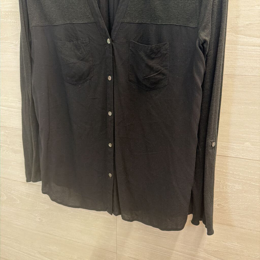 Soft Joie Black Long Sleeve Button Down Top Small
